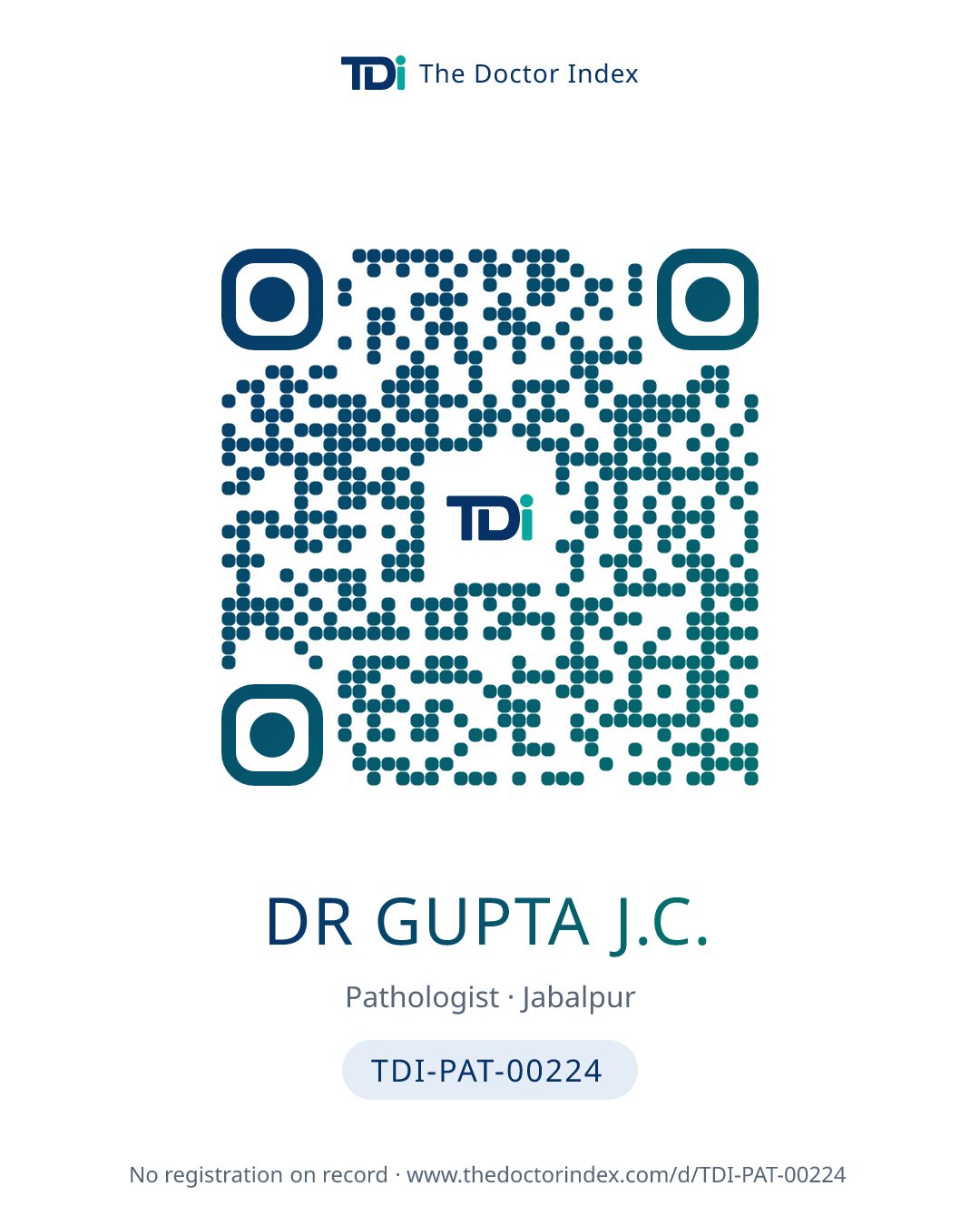 QR card for Dr Gupta J.C., TDI-PAT-00224