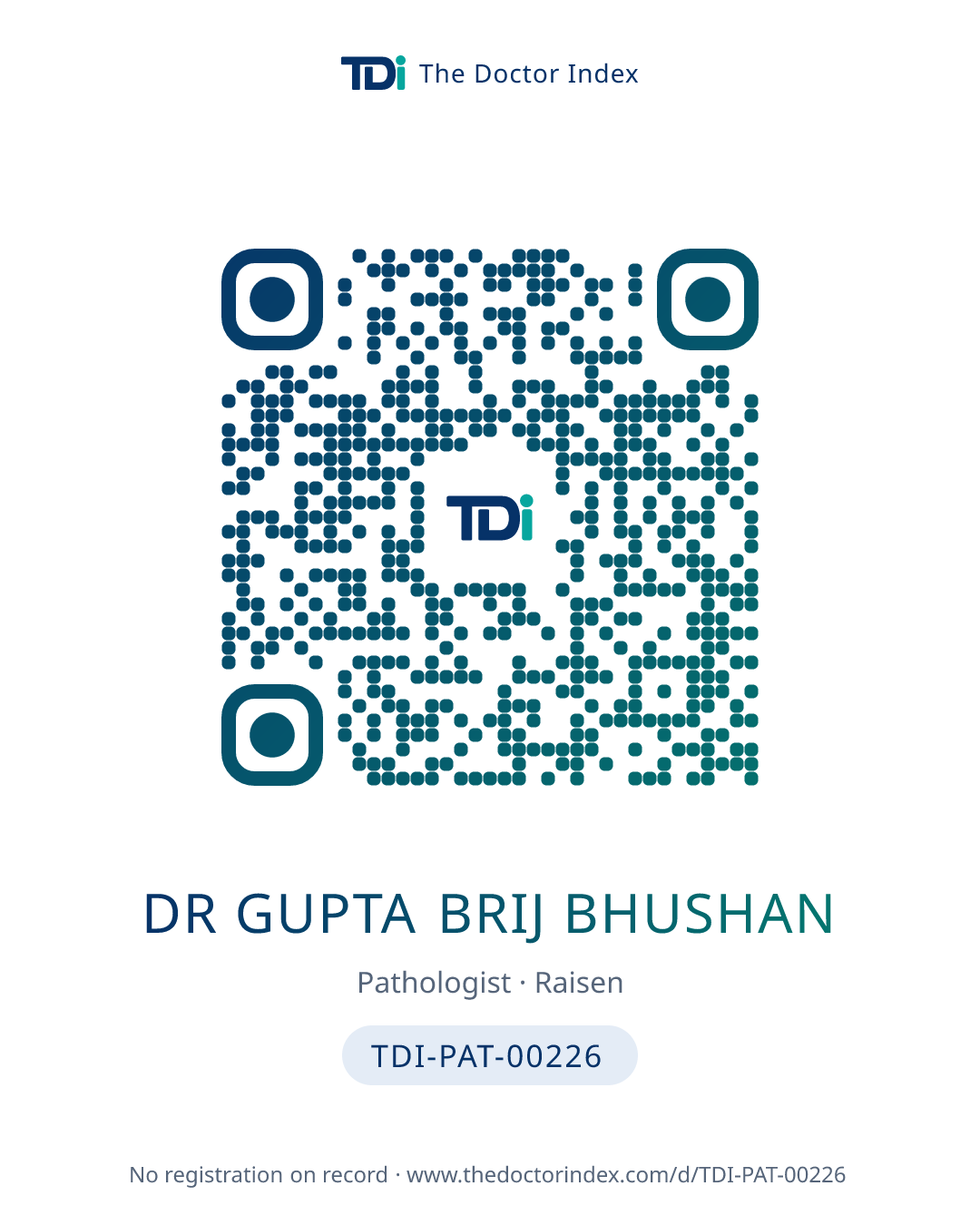 QR card for Dr Gupta Brij Bhushan, TDI-PAT-00226