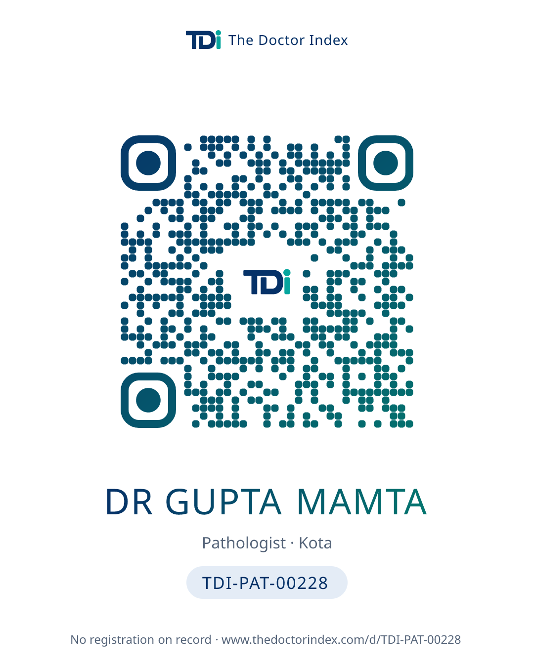 QR card for Dr Gupta Mamta, TDI-PAT-00228