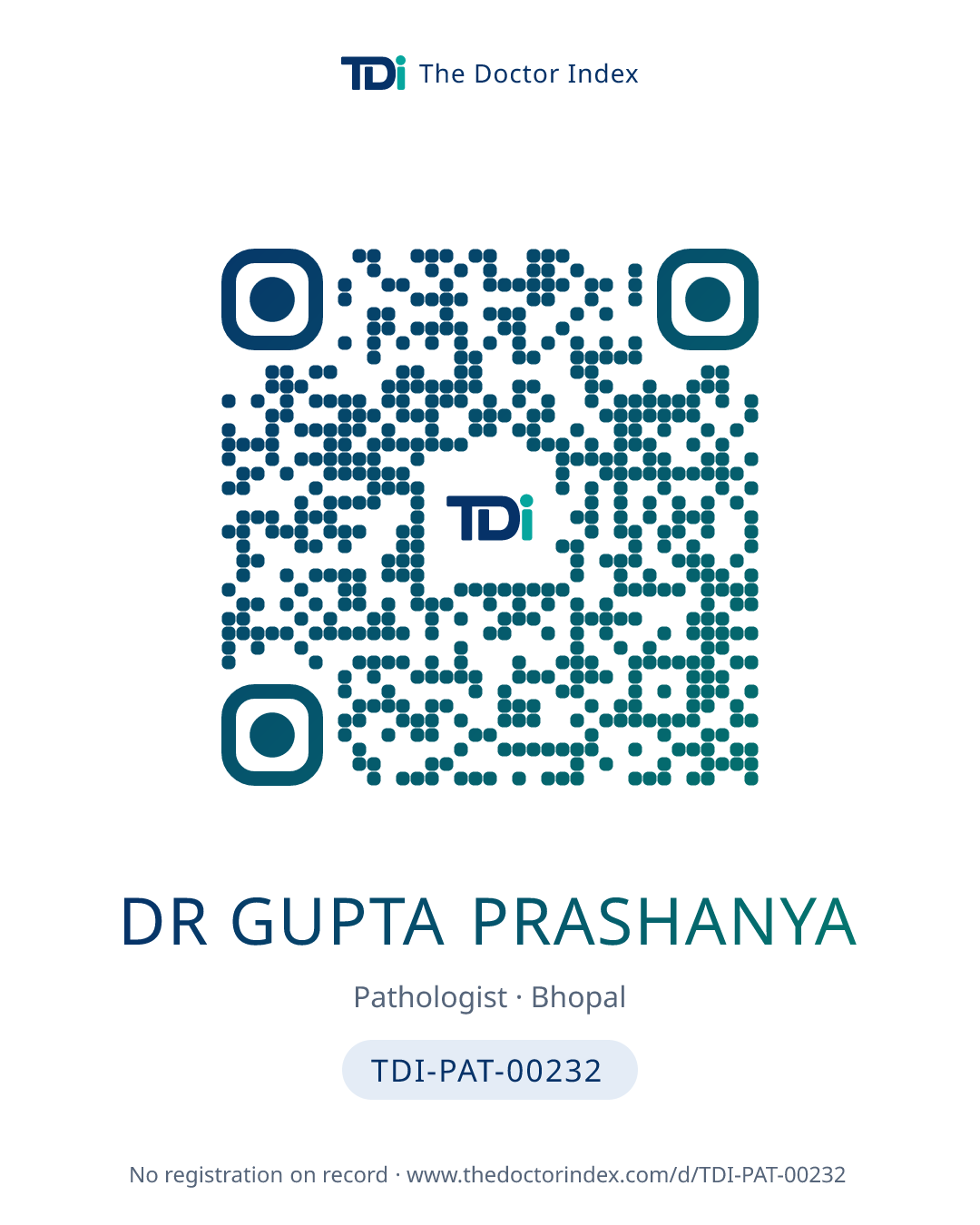 QR card for Dr Gupta Prashanya, TDI-PAT-00232