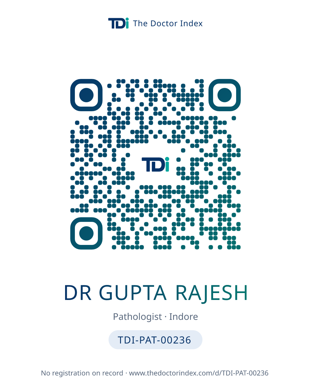 QR card for Dr Gupta Rajesh, TDI-PAT-00236