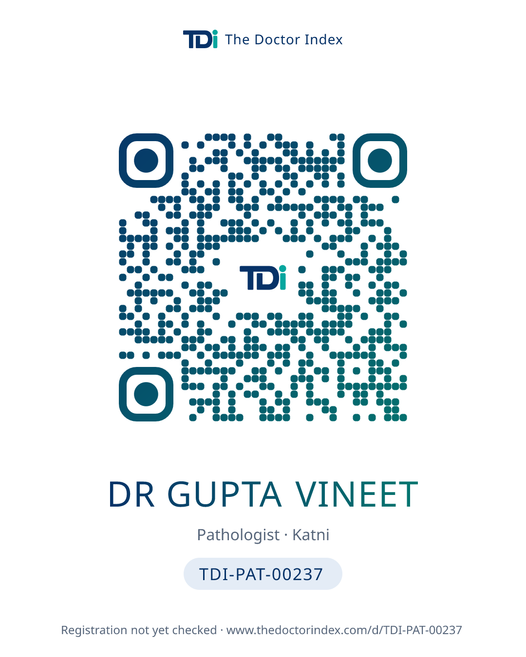 QR card for Dr Gupta Vineet, TDI-PAT-00237