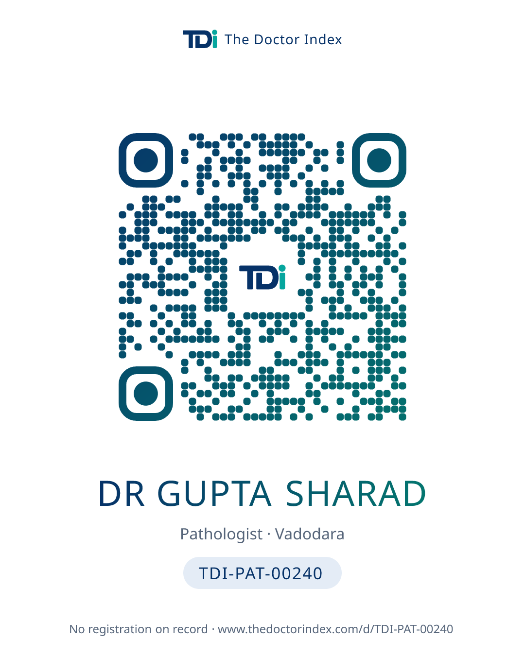 QR card for Dr Gupta Sharad, TDI-PAT-00240