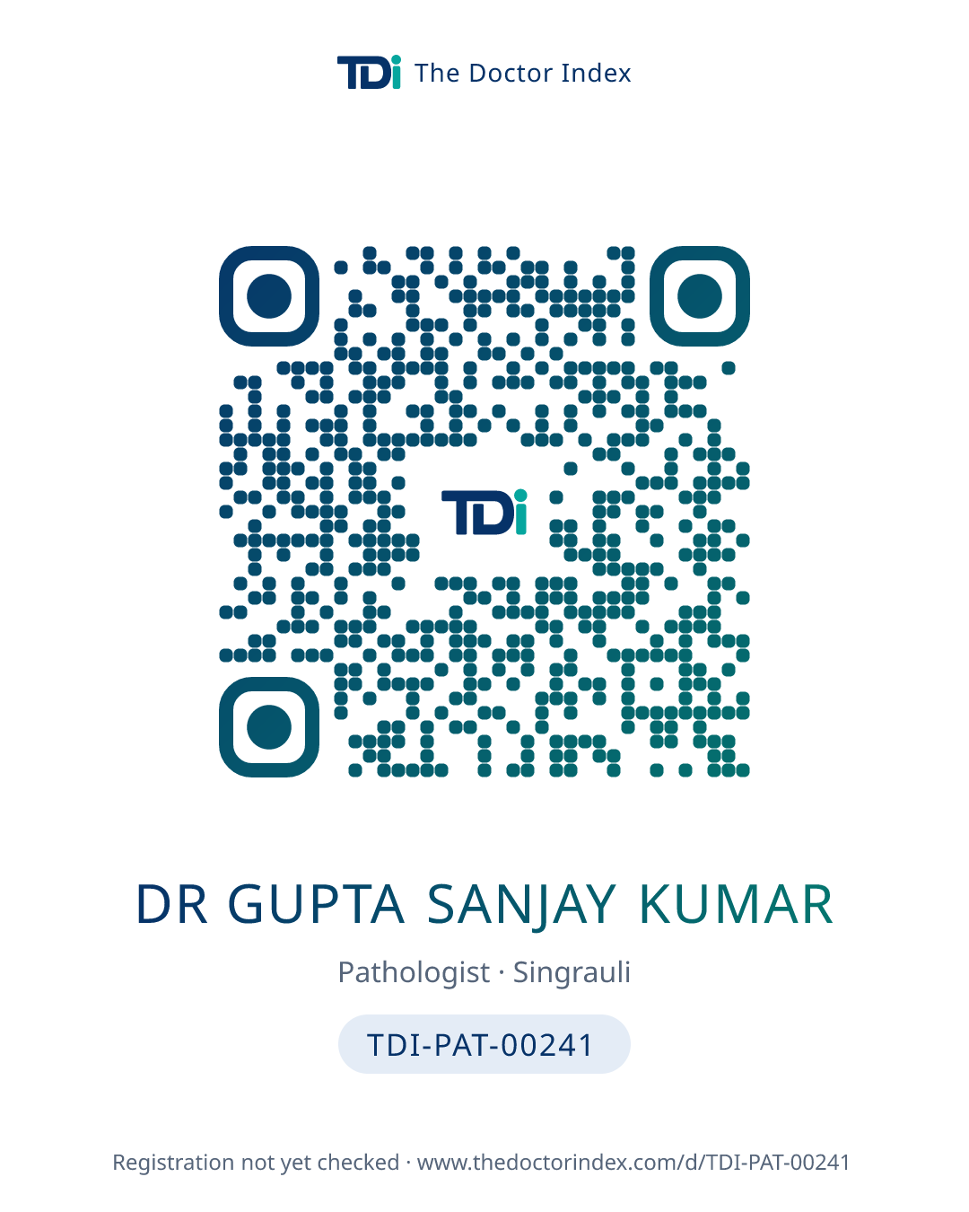 QR card for Dr Gupta Sanjay Kumar, TDI-PAT-00241