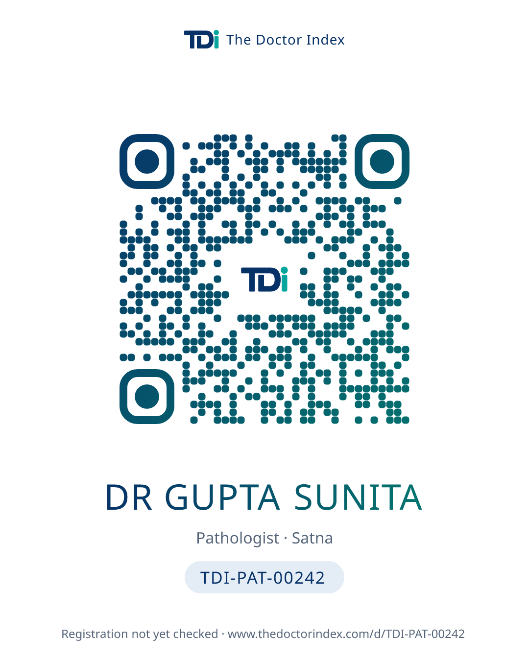 QR card for Dr Gupta Sunita, TDI-PAT-00242