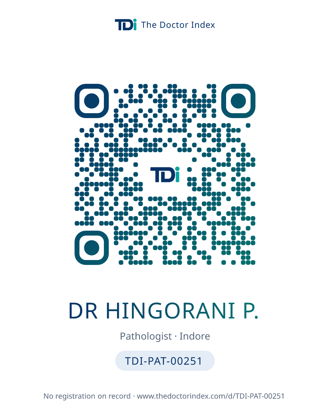QR card for Dr Hingorani P., TDI-PAT-00251