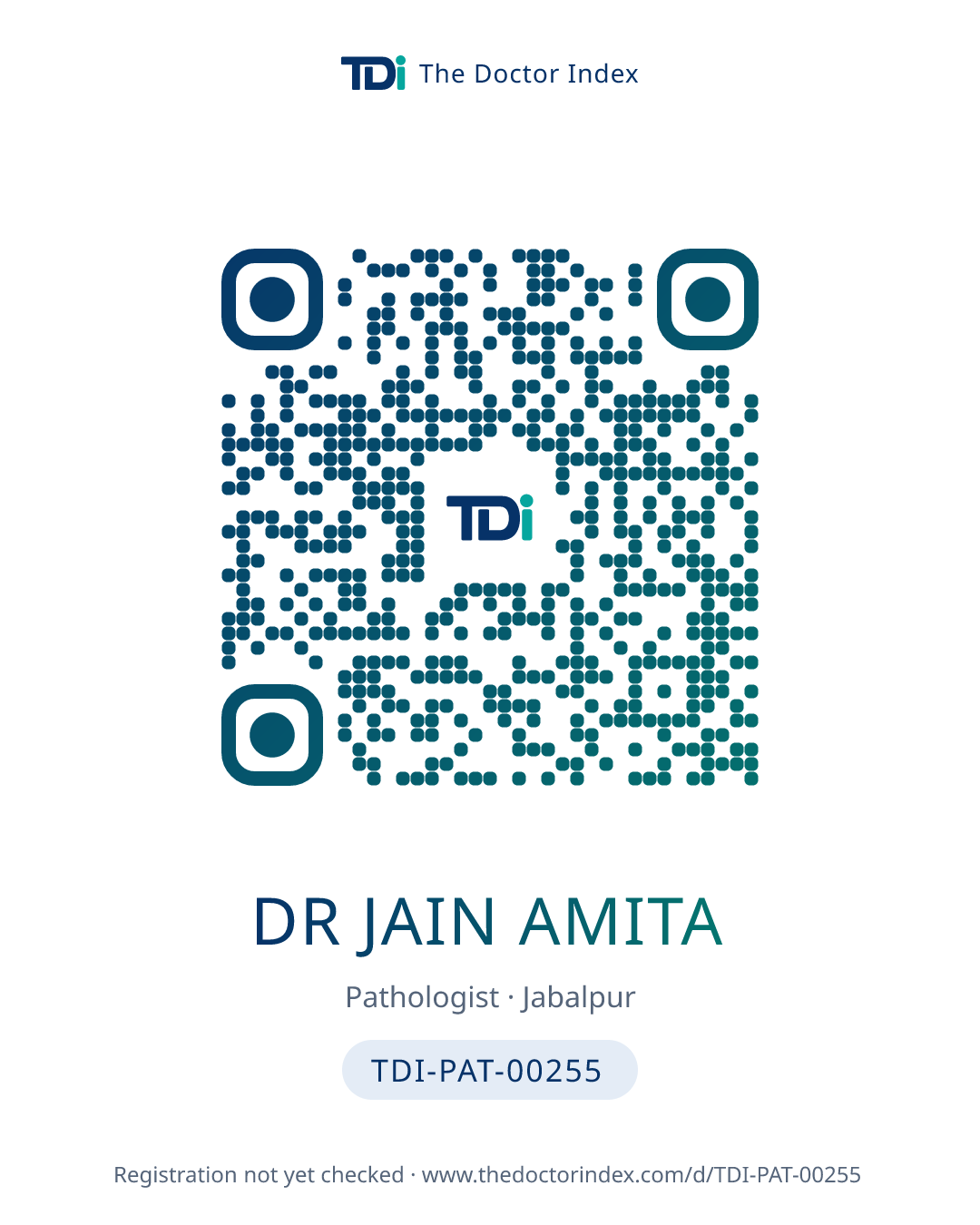 QR card for Dr Jain Amita, TDI-PAT-00255