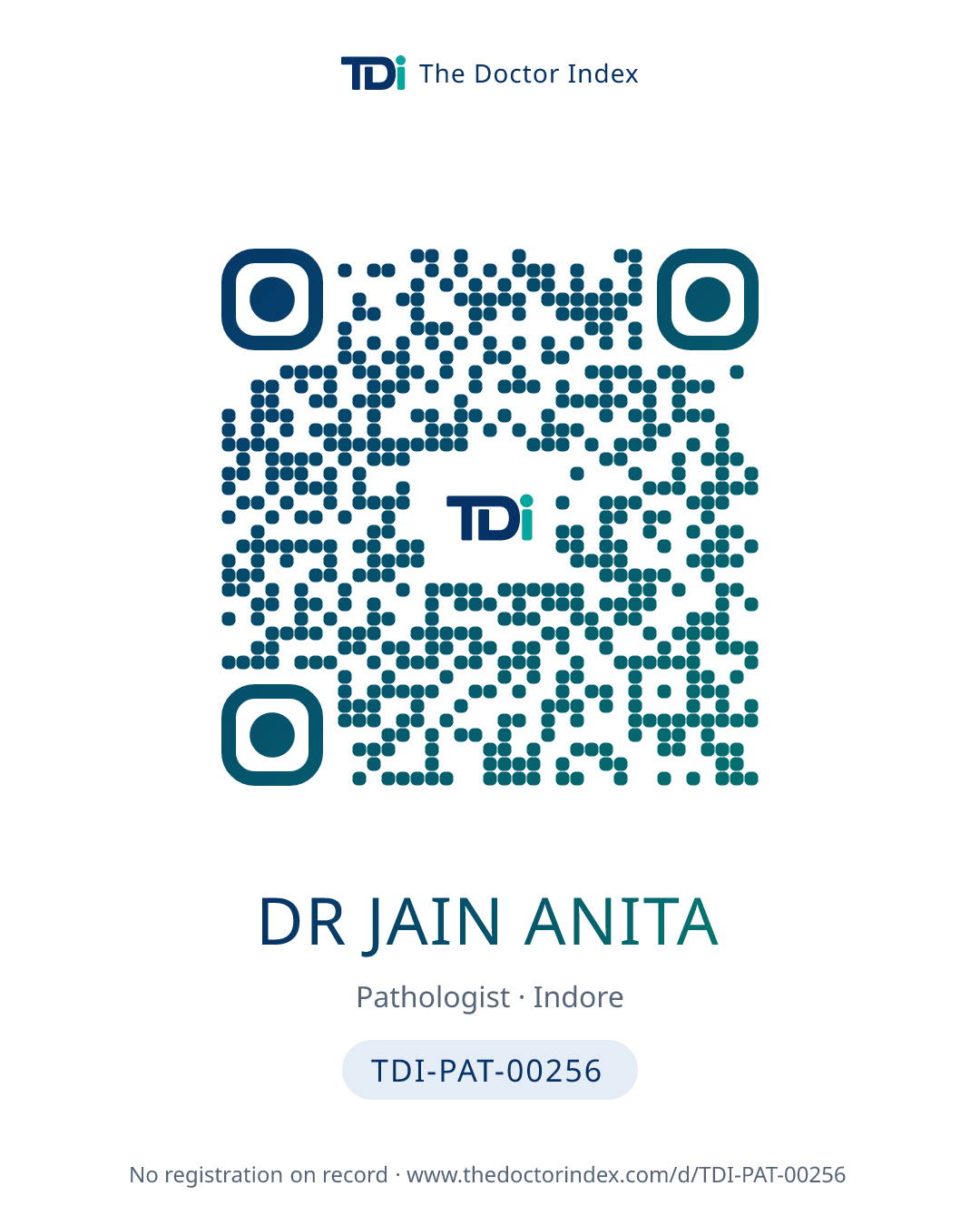 QR card for Dr Jain Anita, TDI-PAT-00256