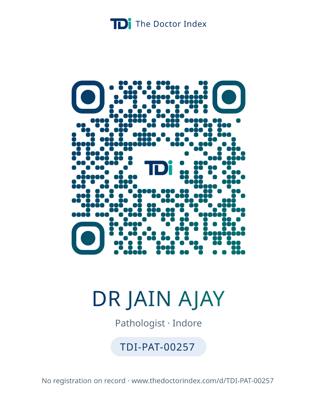 QR card for Dr Jain Ajay, TDI-PAT-00257