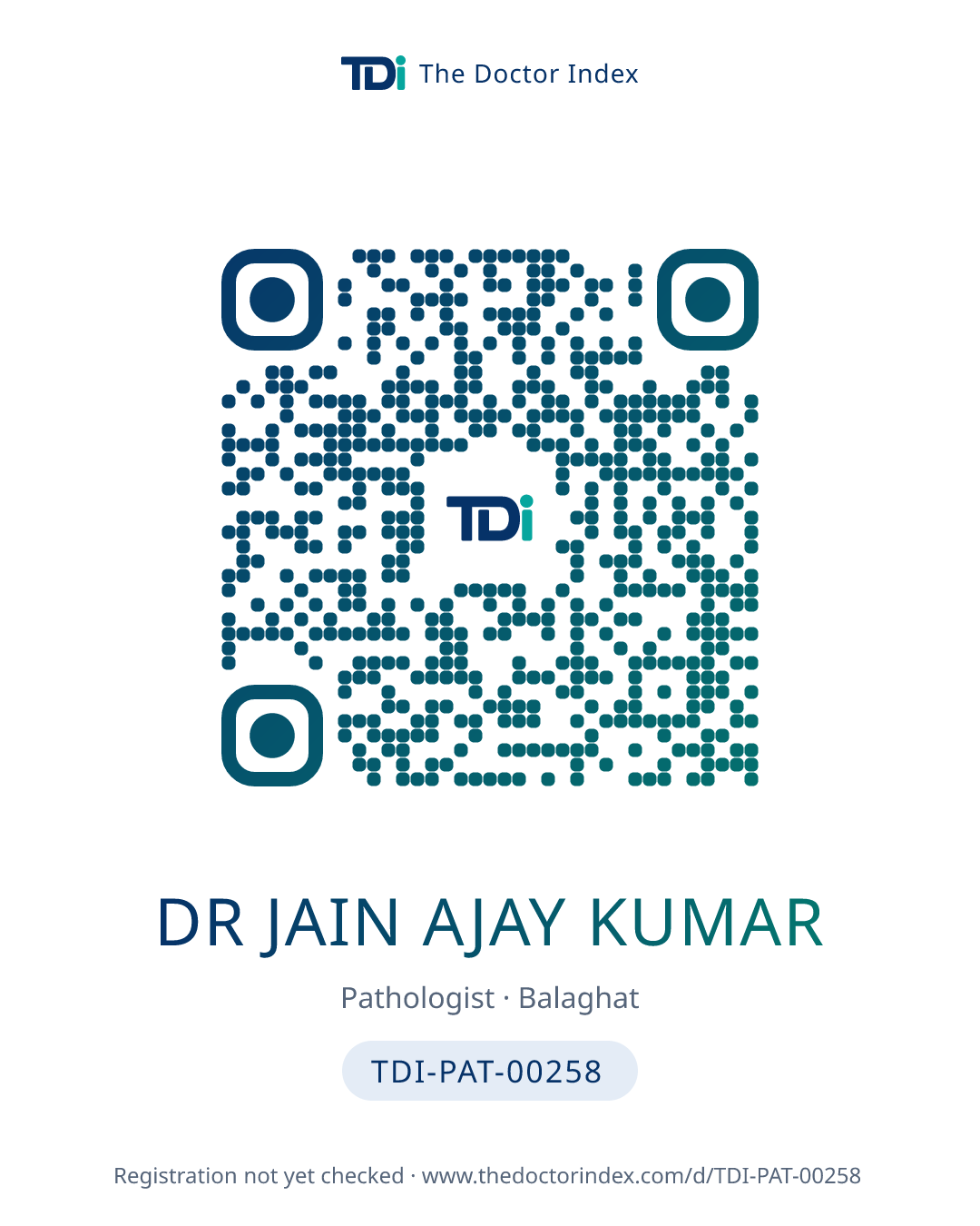 QR card for Dr Jain Ajay Kumar, TDI-PAT-00258