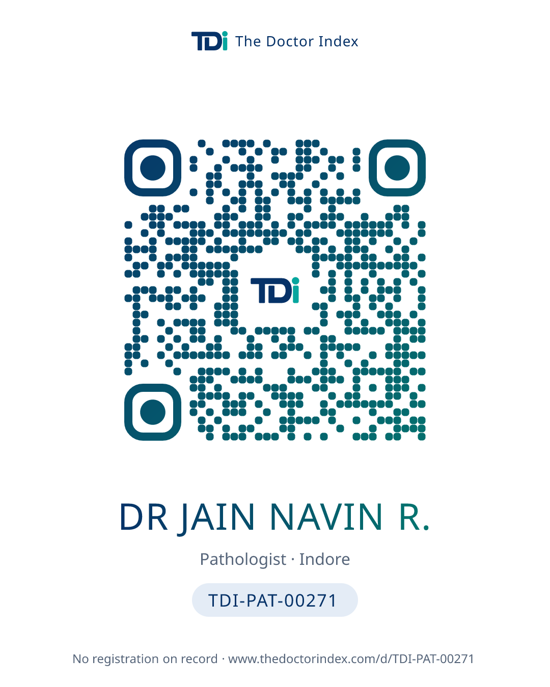 QR card for Dr Jain Navin R., TDI-PAT-00271