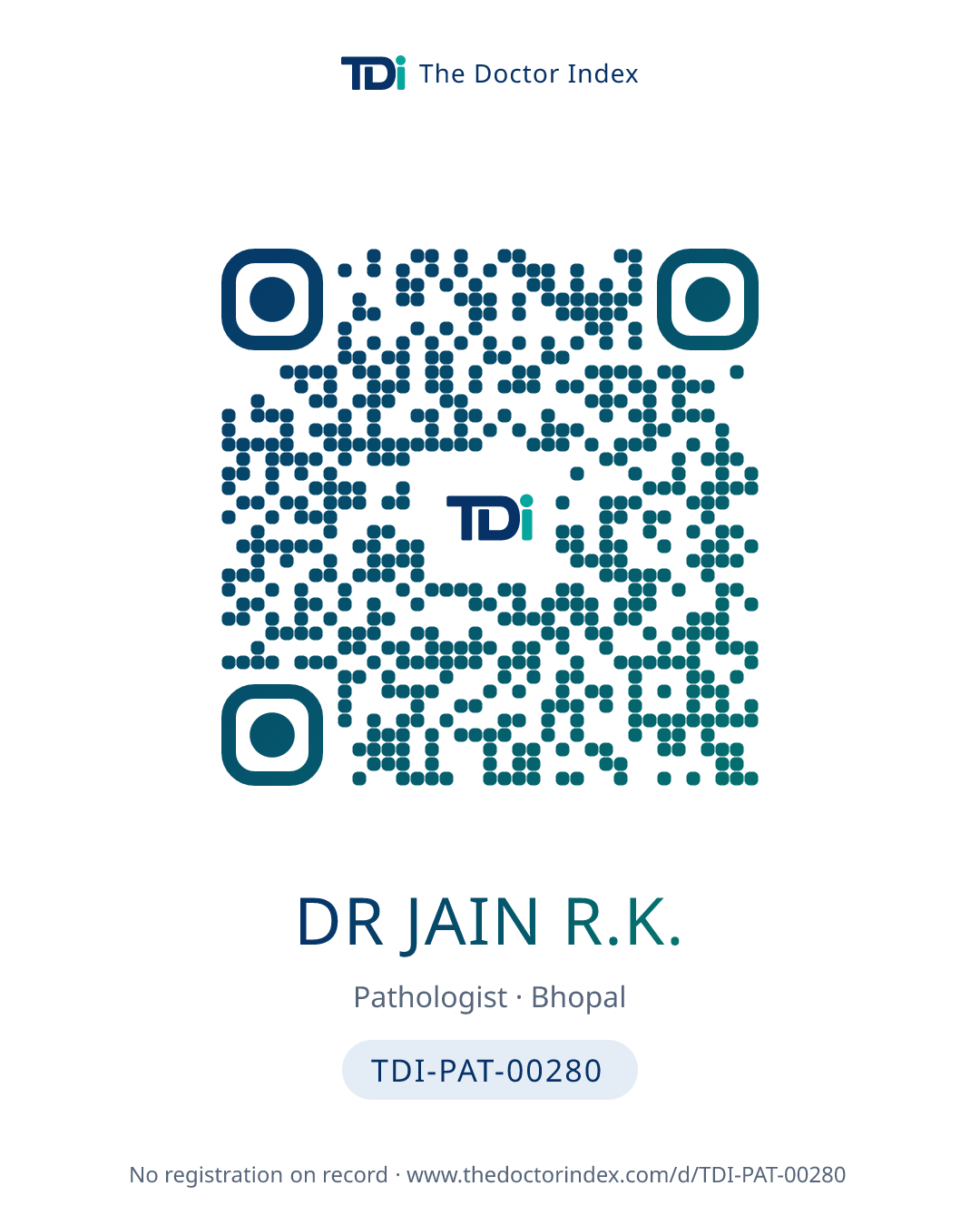 QR card for Dr Jain R.K., TDI-PAT-00280