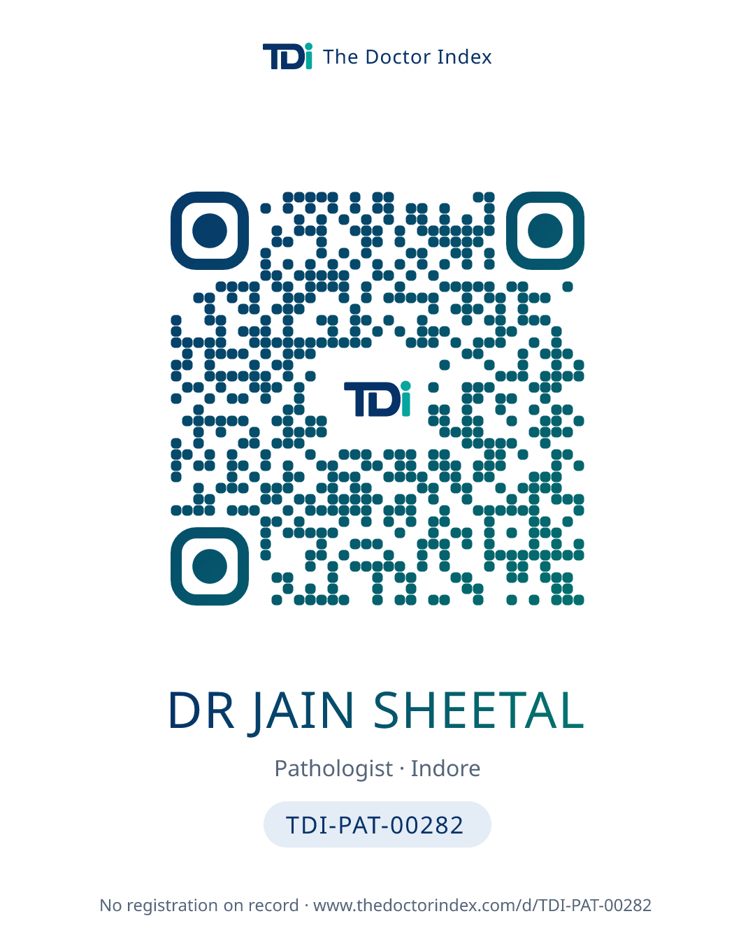 QR card for Dr Jain Sheetal, TDI-PAT-00282