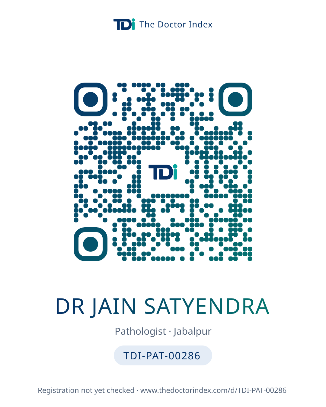 QR card for Dr Jain Satyendra, TDI-PAT-00286