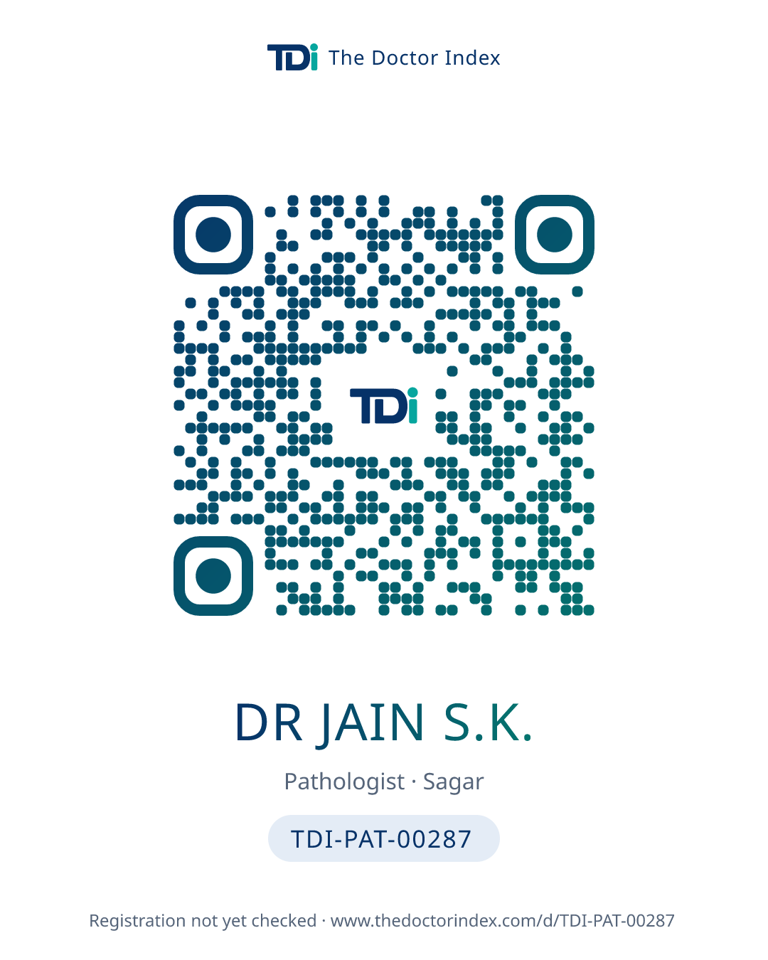 QR card for Dr Jain S.K., TDI-PAT-00287