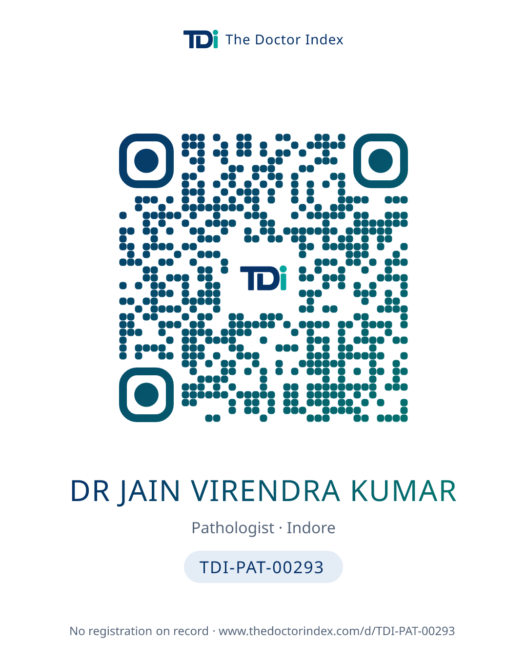 QR card for Dr Jain Virendra Kumar, TDI-PAT-00293