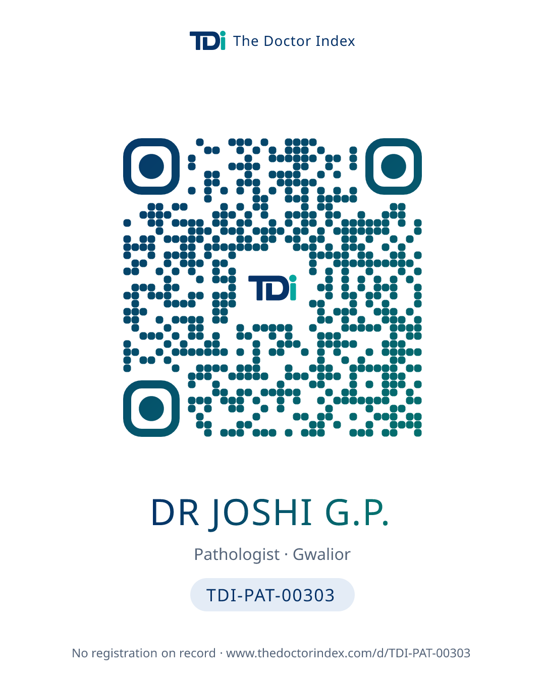 QR card for Dr Joshi G.P., TDI-PAT-00303
