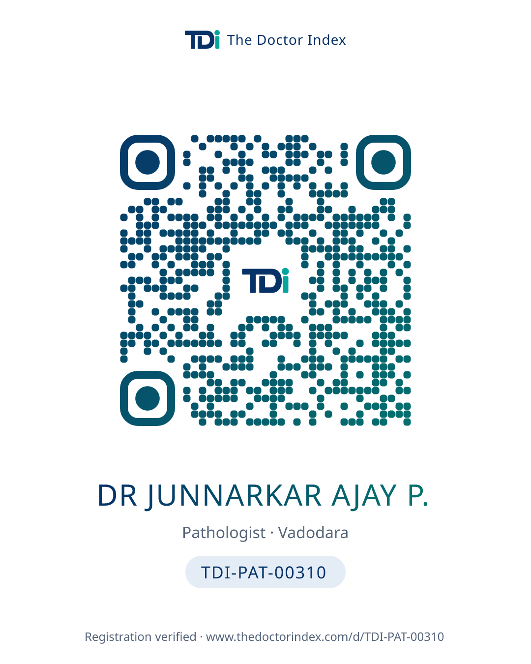 QR card for Dr Junnarkar Ajay P., TDI-PAT-00310