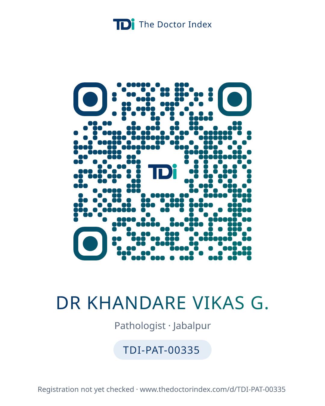 QR card for Dr Khandare Vikas G., TDI-PAT-00335