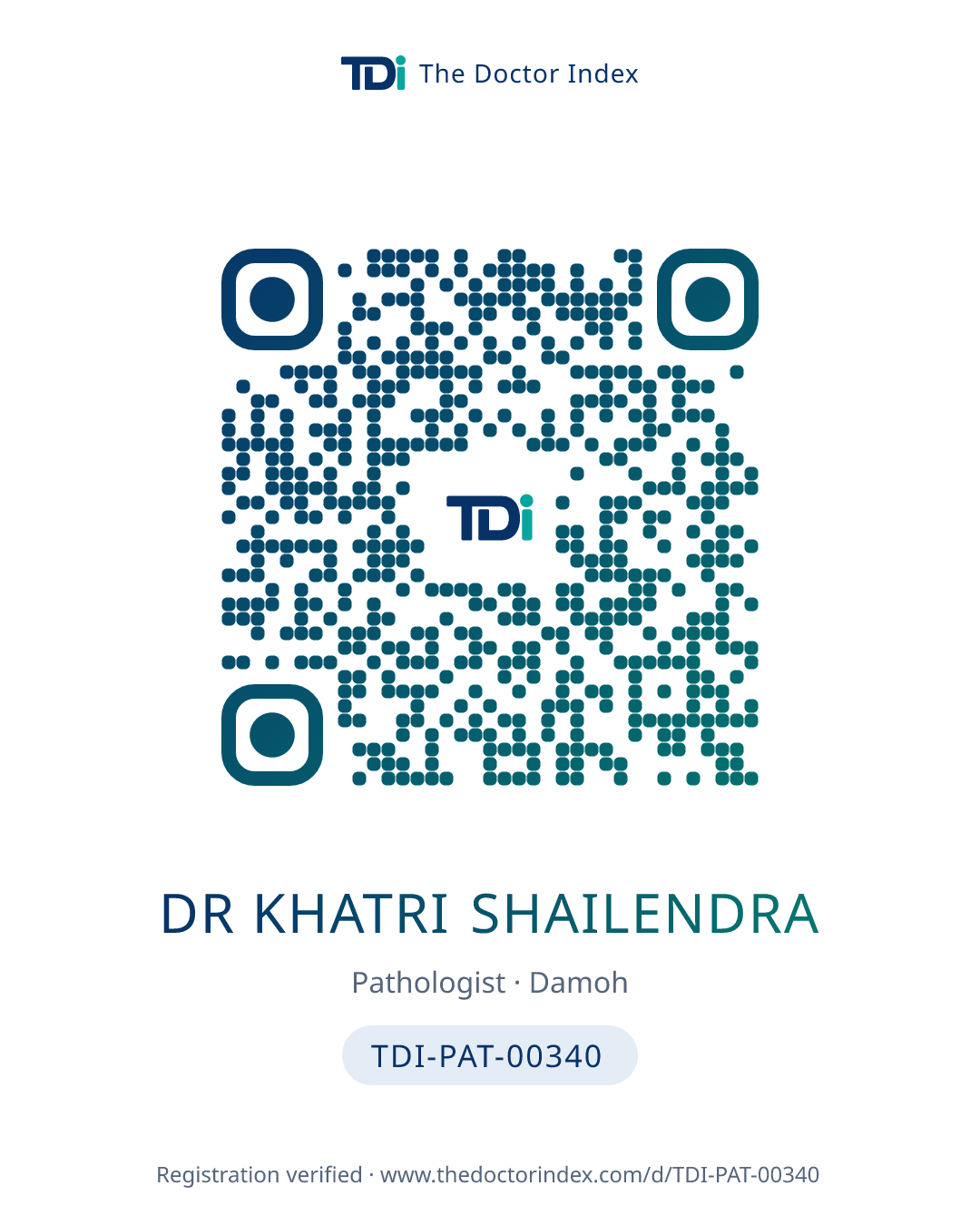 QR card for Dr Khatri Shailendra, TDI-PAT-00340
