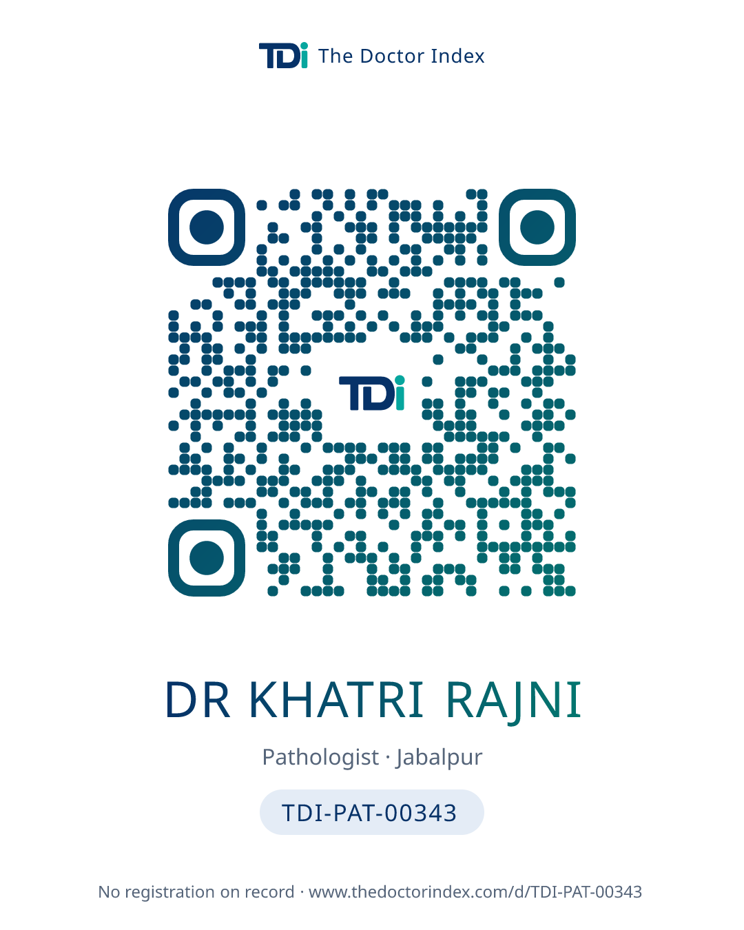 QR card for Dr Khatri Rajni, TDI-PAT-00343