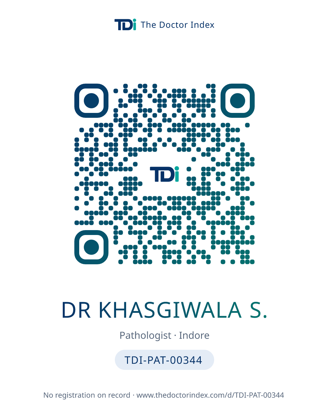 QR card for Dr Khasgiwala S., TDI-PAT-00344
