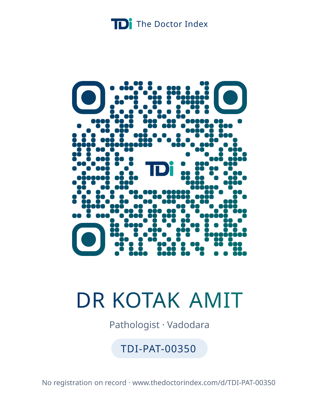 QR card for Dr Kotak Amit, TDI-PAT-00350