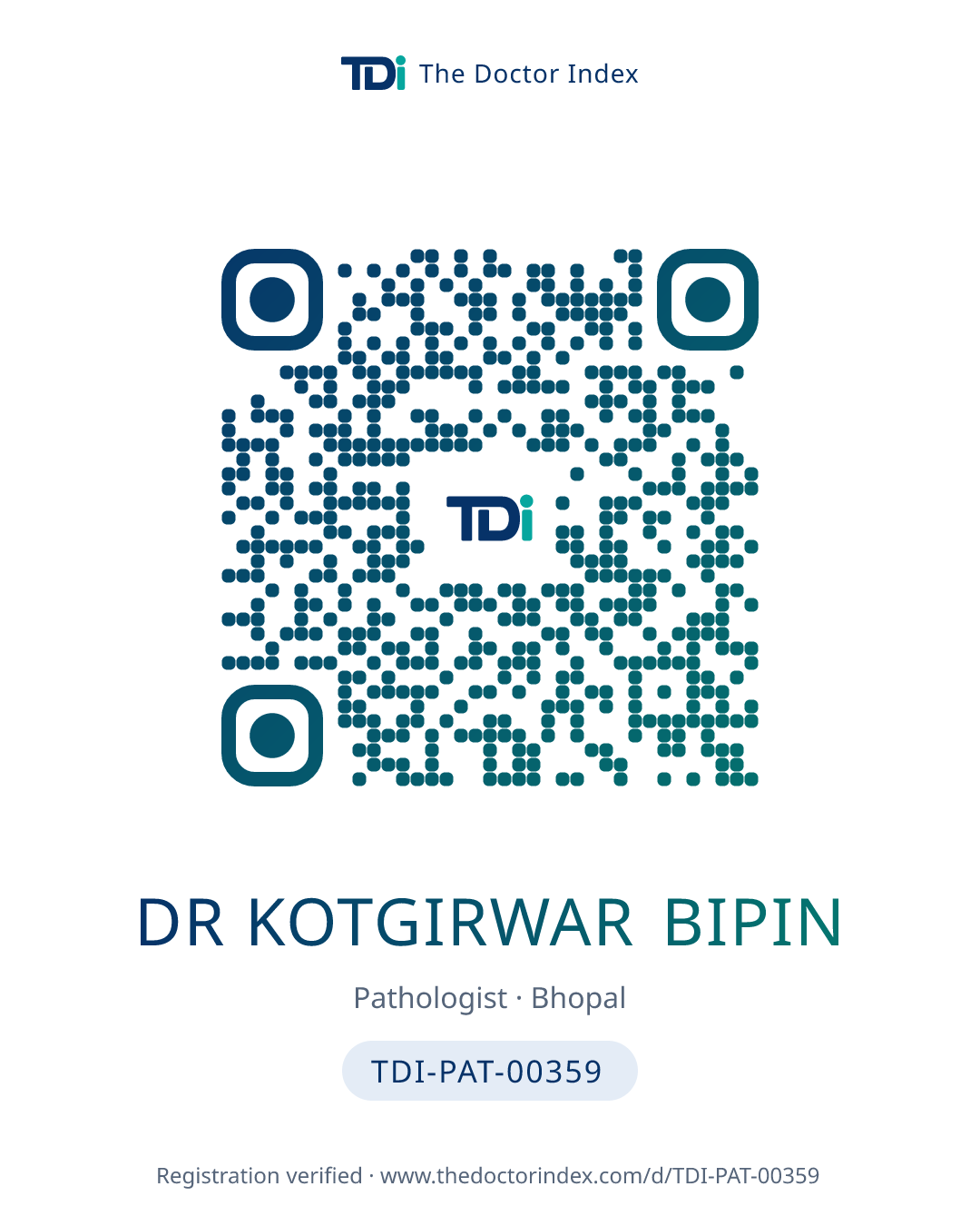 QR card for Dr Kotgirwar Bipin, TDI-PAT-00359