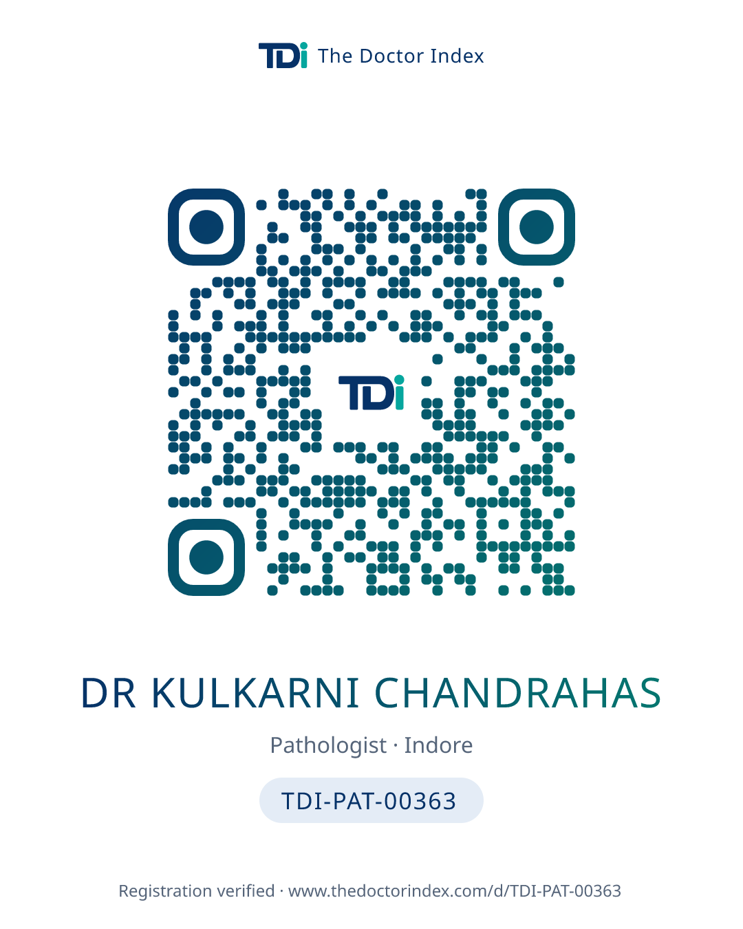 QR card for Dr Kulkarni Chandrahas, TDI-PAT-00363