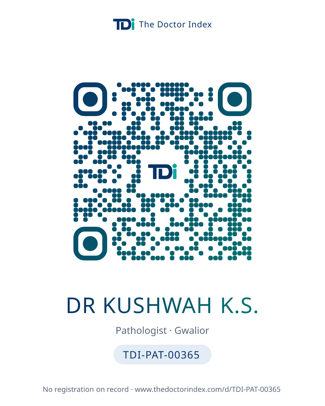 QR card for Dr Kushwah K.S., TDI-PAT-00365