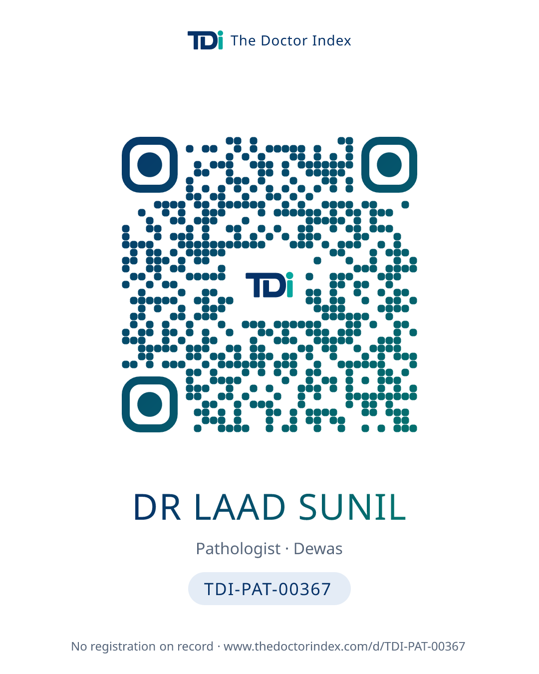 QR card for Dr Laad Sunil, TDI-PAT-00367