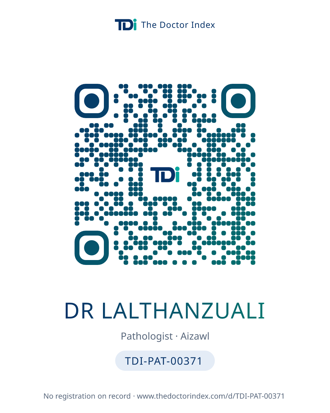 QR card for Dr Lalthanzuali, TDI-PAT-00371