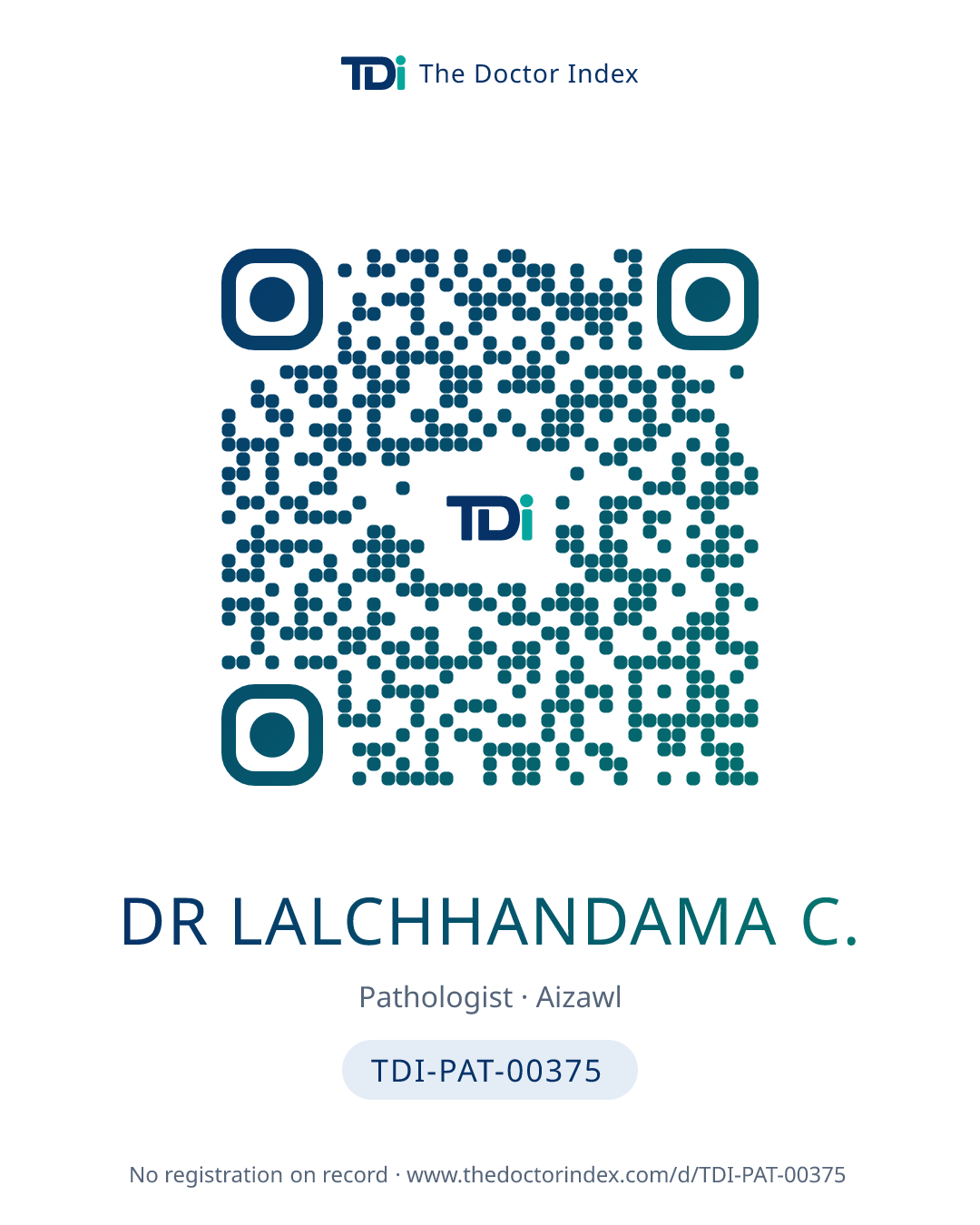 QR card for Dr Lalchhandama C., TDI-PAT-00375