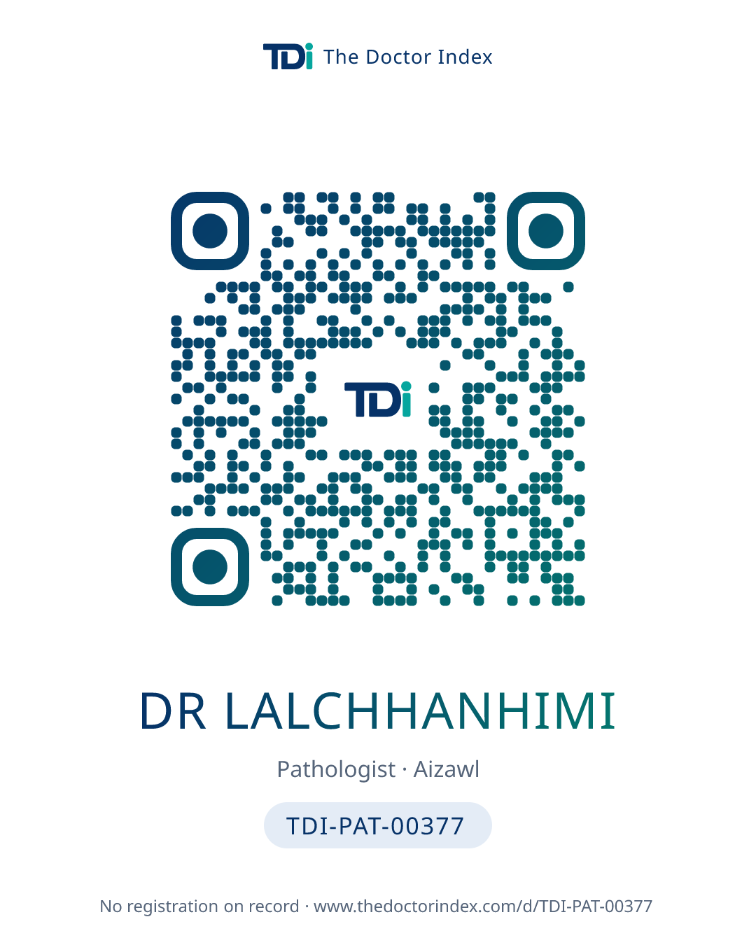 QR card for Dr Lalchhanhimi, TDI-PAT-00377