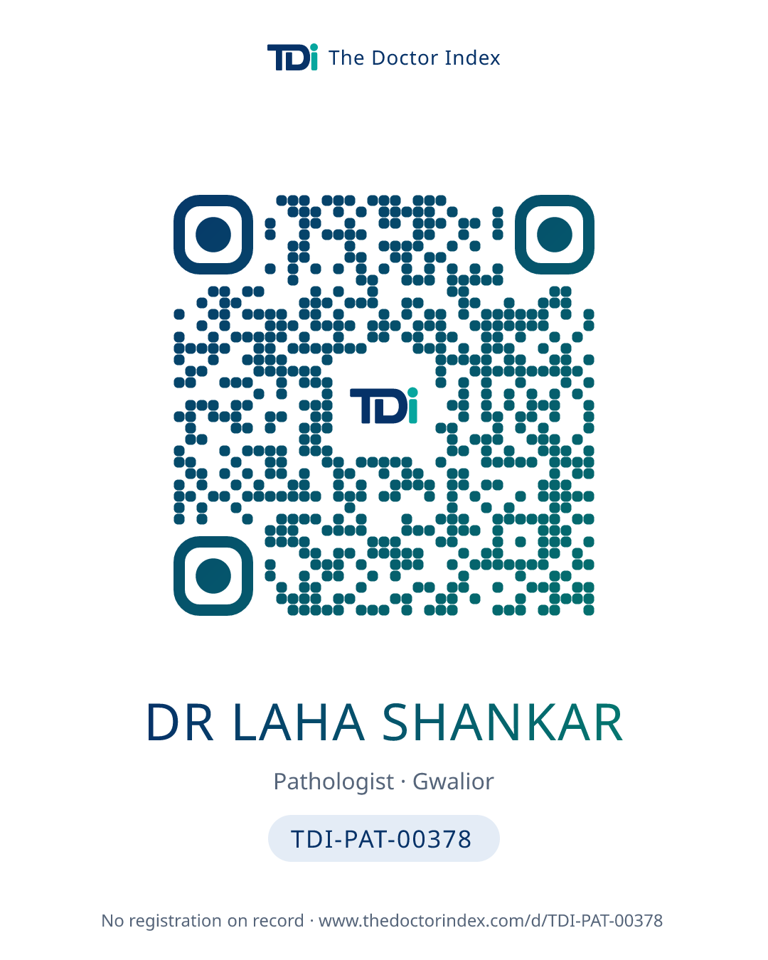 QR card for Dr Laha Shankar, TDI-PAT-00378