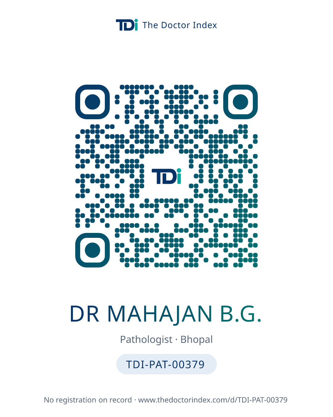 QR card for Dr Mahajan B.G., TDI-PAT-00379