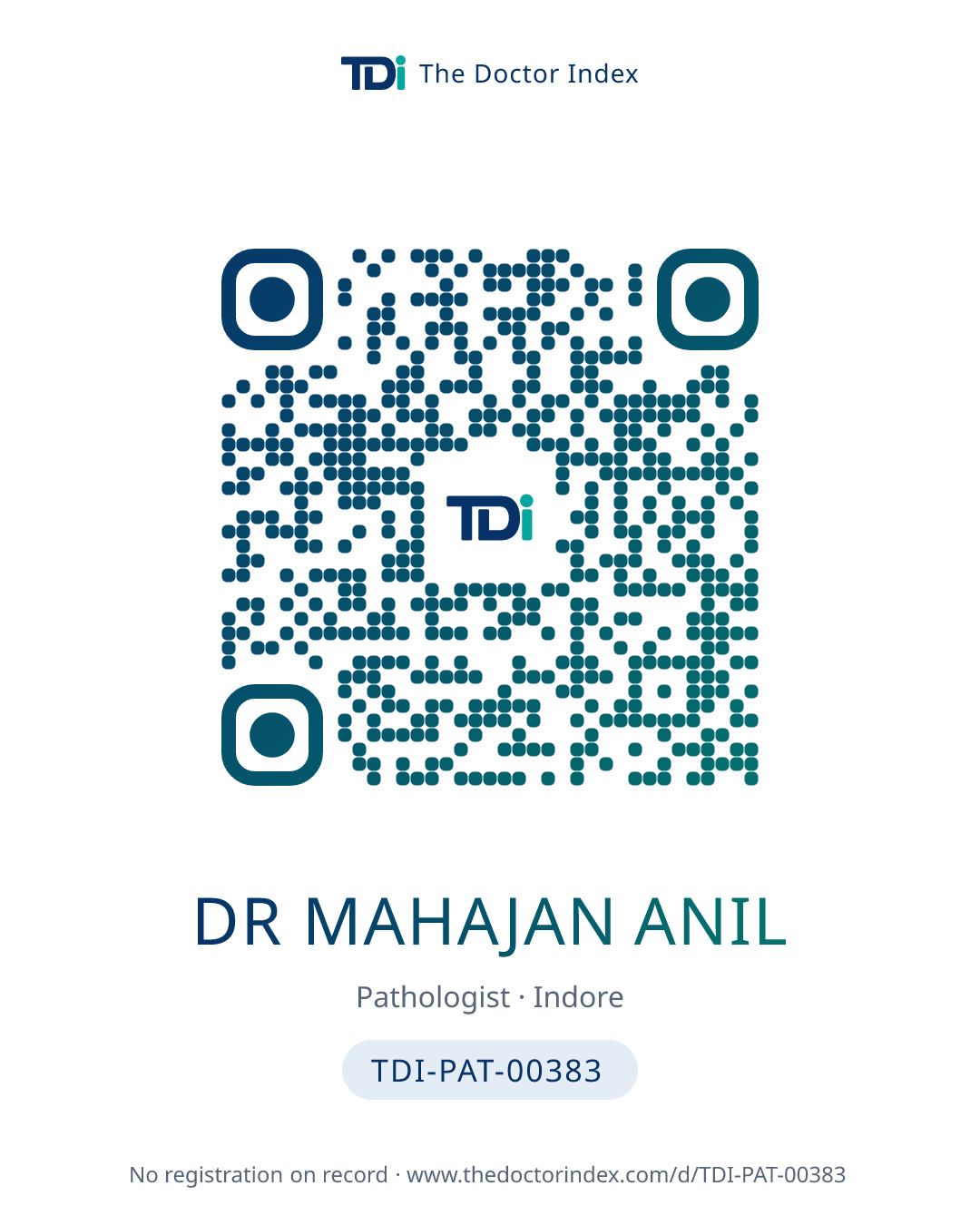 QR card for Dr Mahajan Anil, TDI-PAT-00383