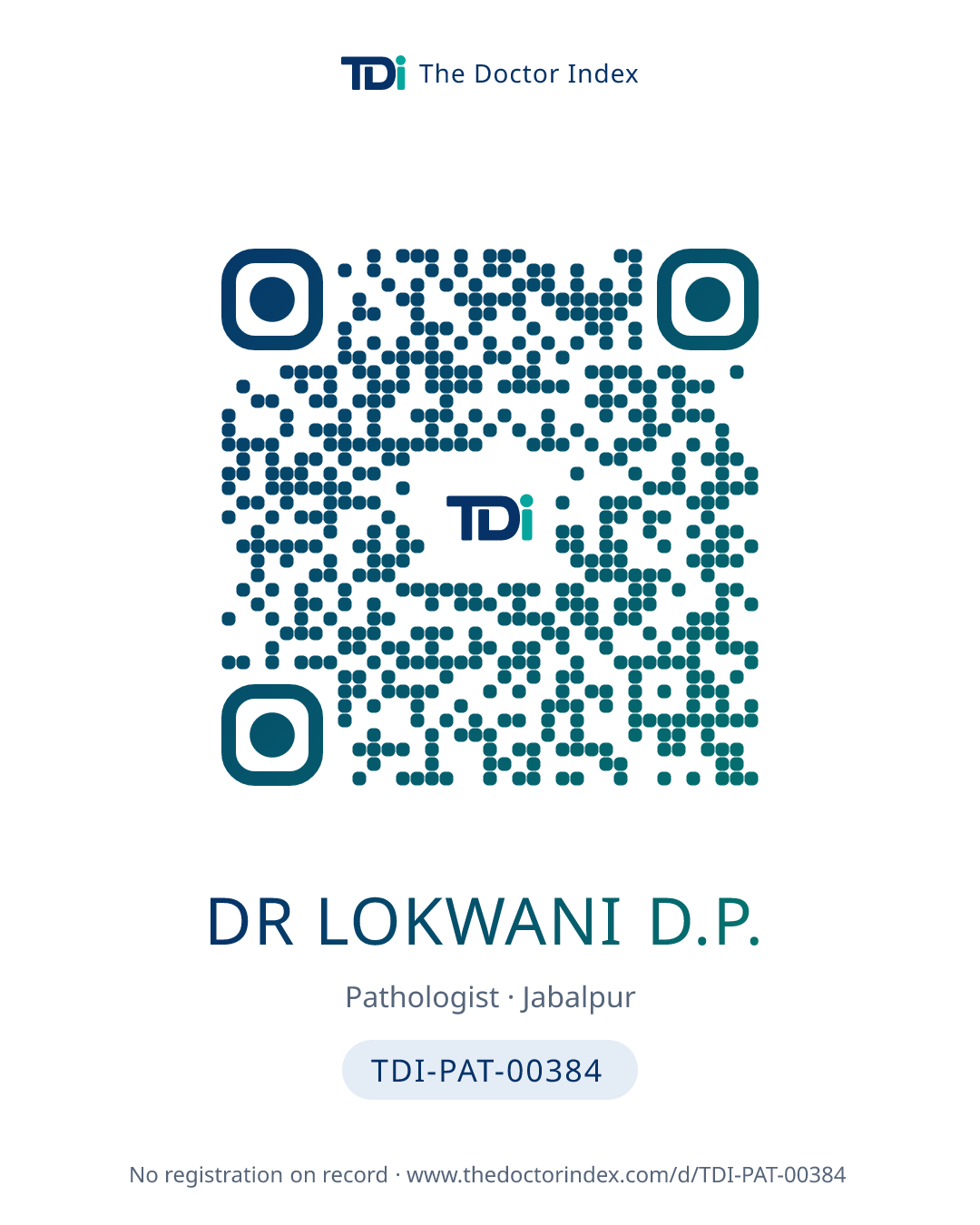 QR card for Dr Lokwani D.P., TDI-PAT-00384