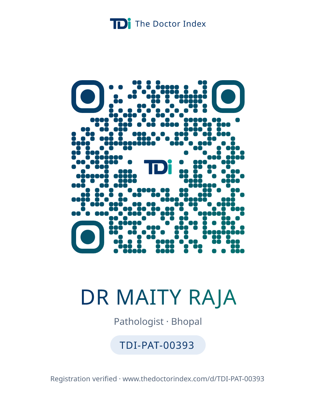 QR card for Dr Maity Raja, TDI-PAT-00393