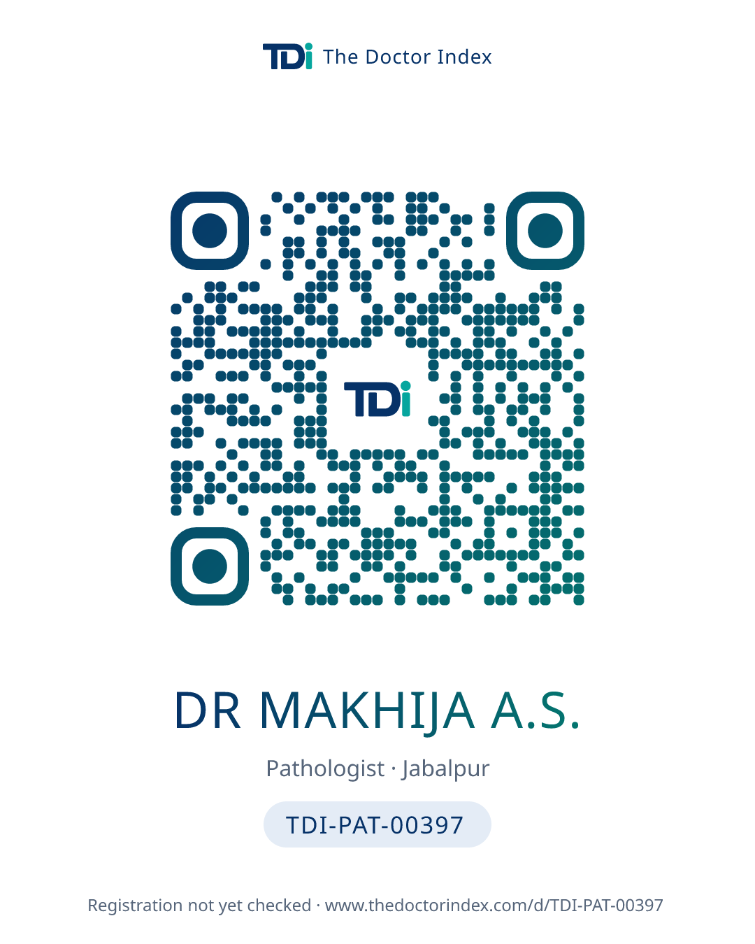 QR card for Dr Makhija A.S., TDI-PAT-00397