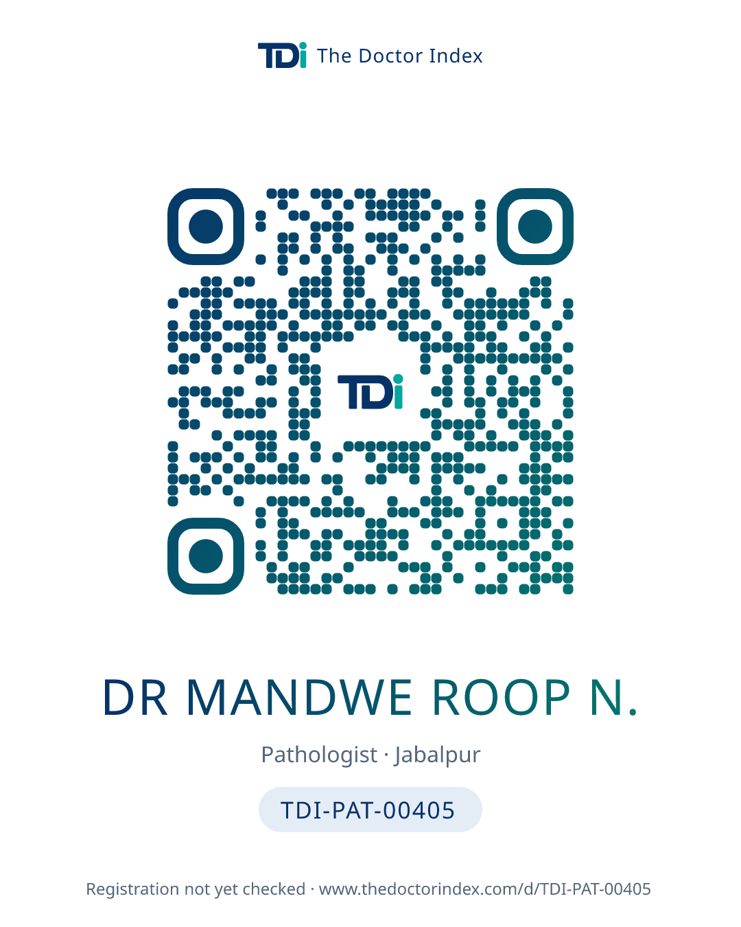 QR card for Dr Mandwe Roop N., TDI-PAT-00405