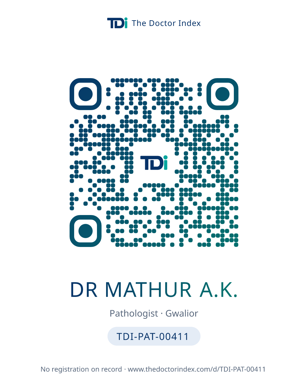 QR card for Dr Mathur A.K., TDI-PAT-00411