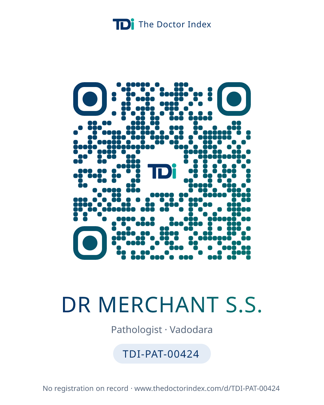 QR card for Dr Merchant S.S., TDI-PAT-00424