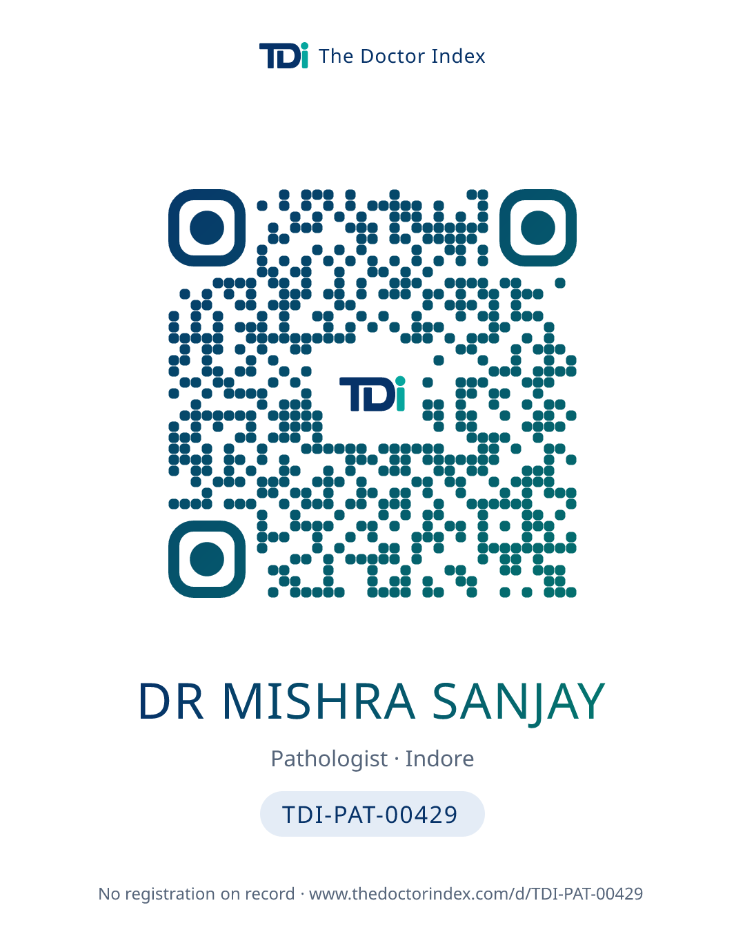 QR card for Dr Mishra Sanjay, TDI-PAT-00429