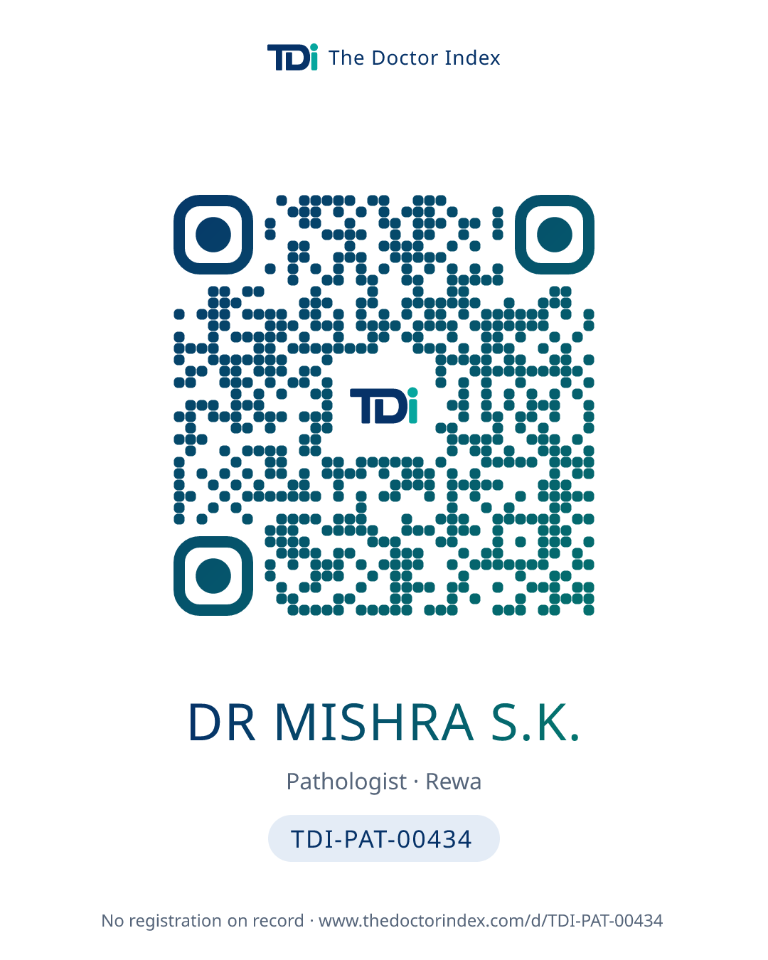 QR card for Dr Mishra S.K., TDI-PAT-00434