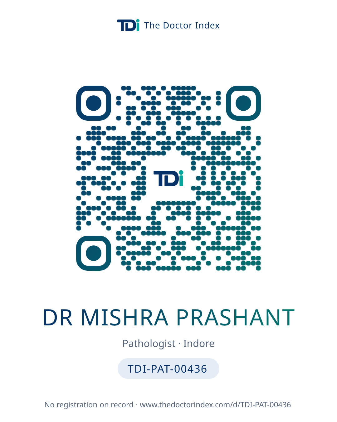QR card for Dr Mishra Prashant, TDI-PAT-00436