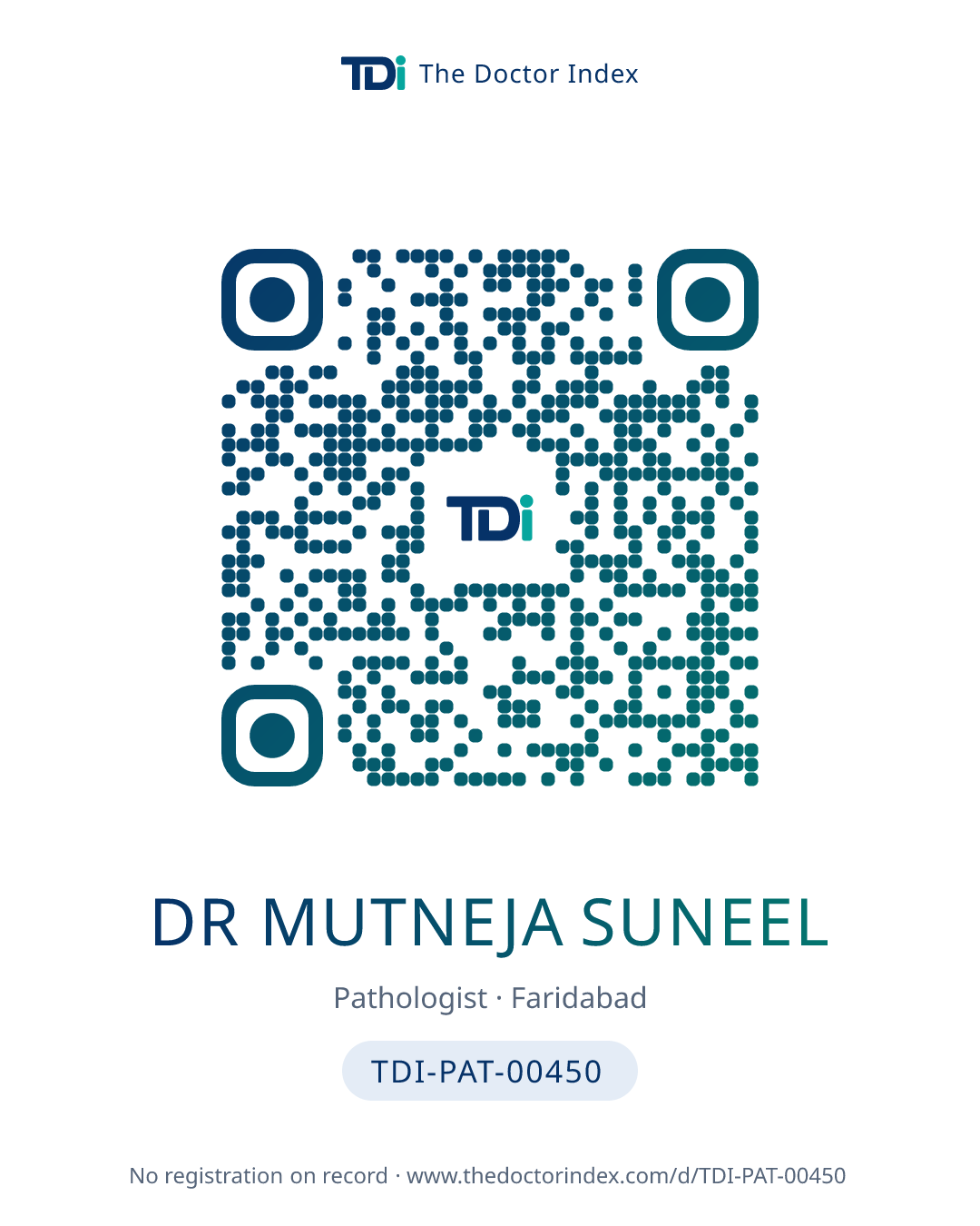 QR card for Dr Mutneja Suneel, TDI-PAT-00450