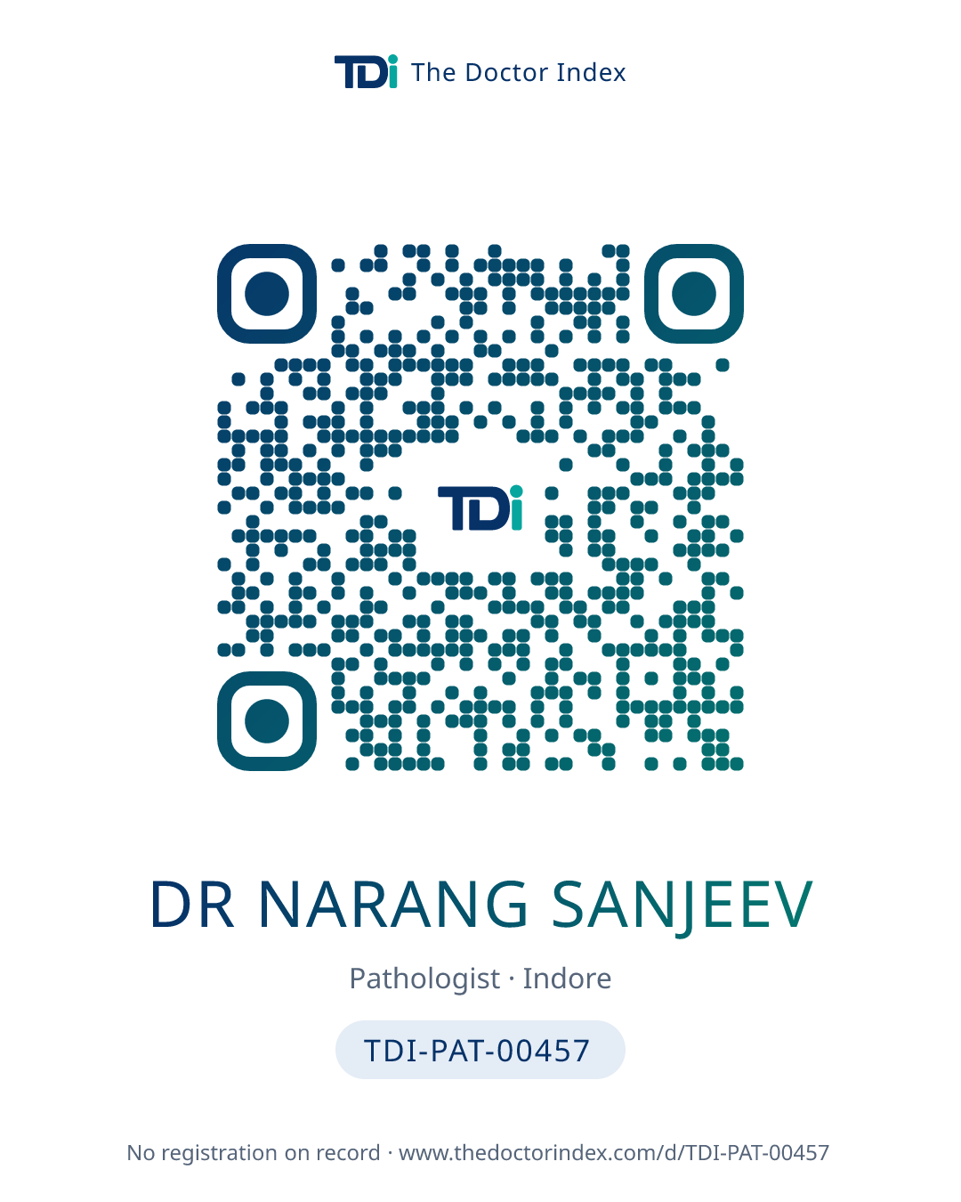QR card for Dr Narang Sanjeev, TDI-PAT-00457