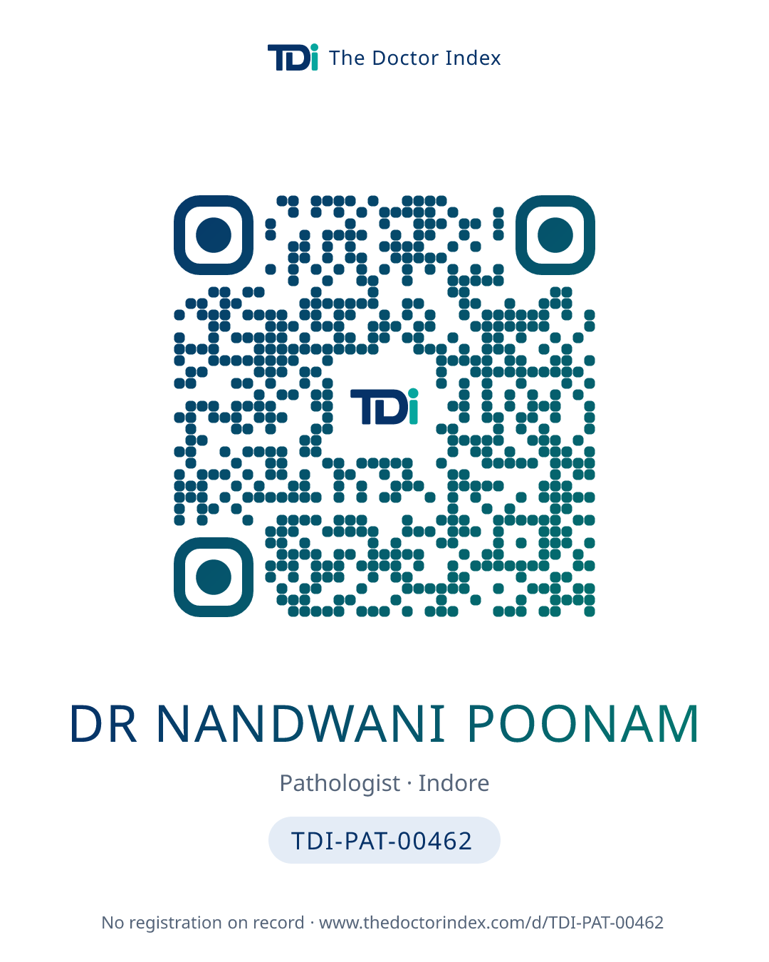 QR card for Dr Nandwani Poonam, TDI-PAT-00462