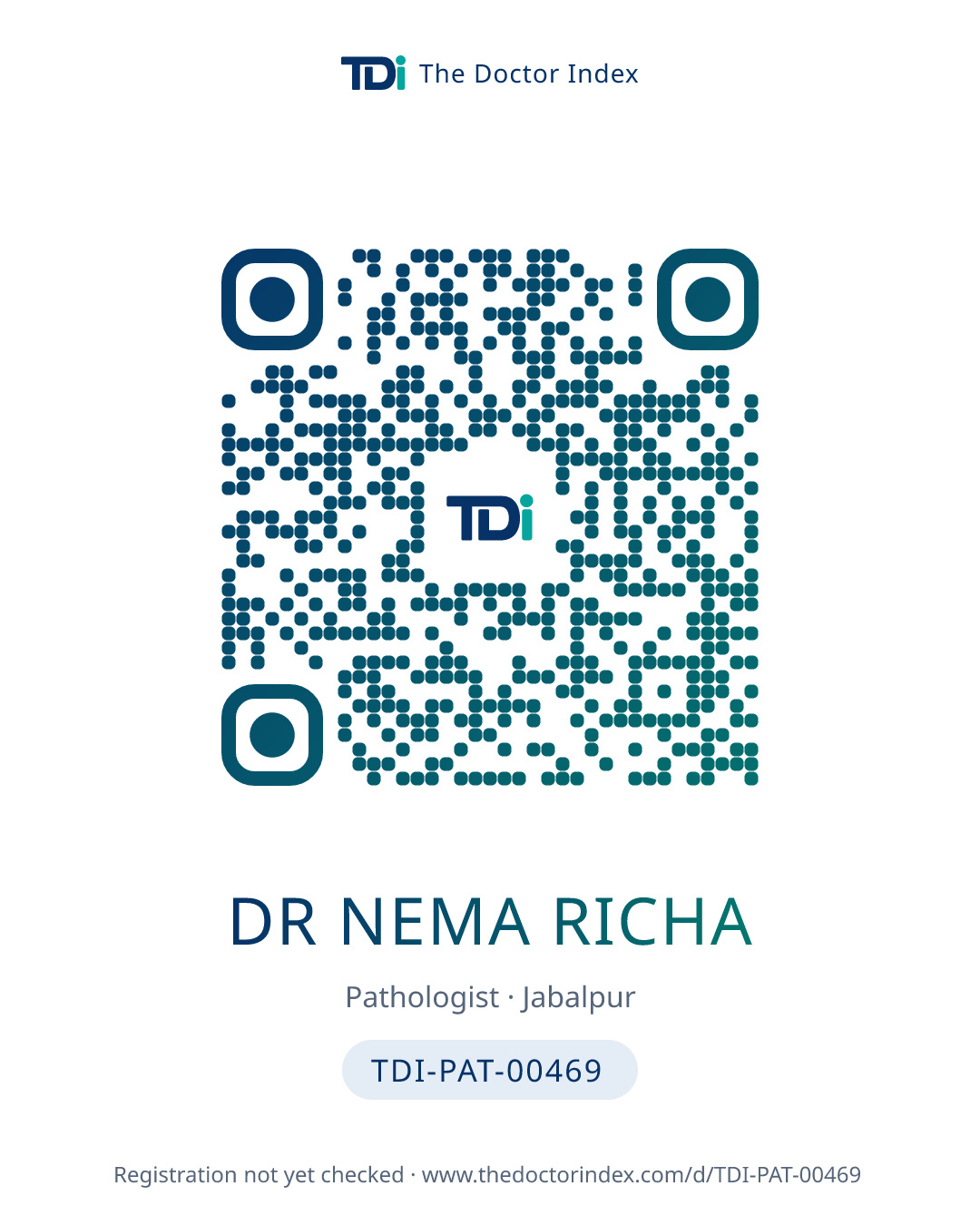 QR card for Dr Nema Richa, TDI-PAT-00469